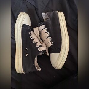 Rick Owens DRKSHDW Canvas Low Top Black Milk